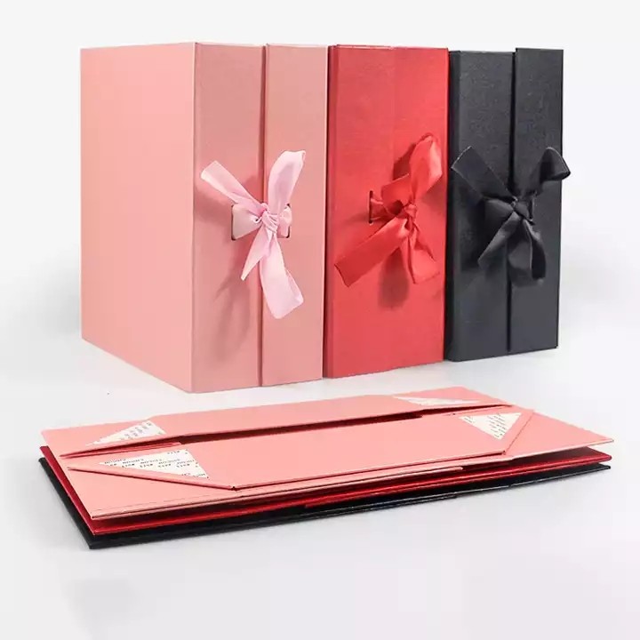 Custom Magnet Folding Boxes Luxury Cardboard Paper Magnetic Gift Box Packaging with Ribbon Closure / 3