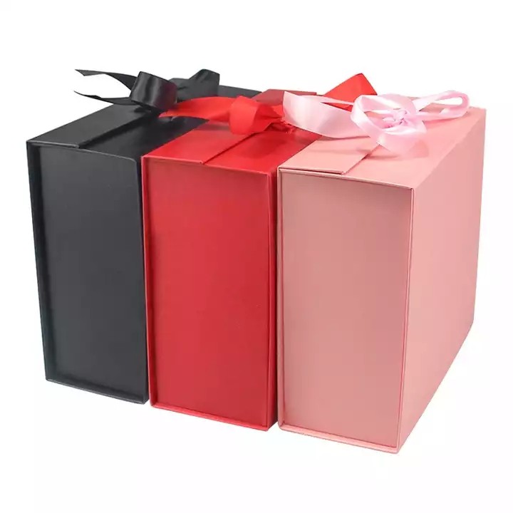 Custom Magnet Folding Boxes Luxury Cardboard Paper Magnetic Gift Box Packaging with Ribbon Closure / 2