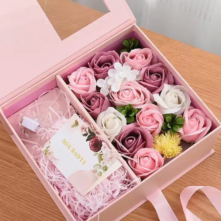 Mother's day Gift Boxes PVC Window Package Mom Floral Soap Flower Gift Box Wedding Souvenir Box / 3