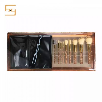 Custom High Quality Clear Plastic Tray Cosmetic Makeup Brush Set Paper box