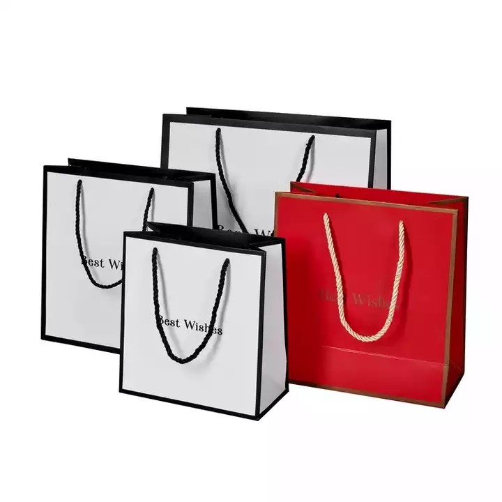 Wholesale custom printed fold luxury shopping gift paper Garment clothing bag with handle Drawstring / 2