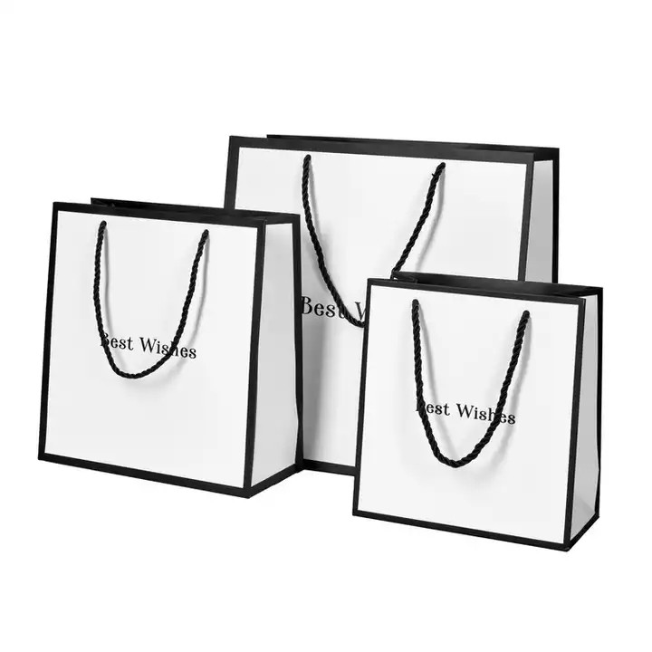 Wholesale custom printed fold luxury shopping gift paper Garment clothing bag with handle Drawstring / 3