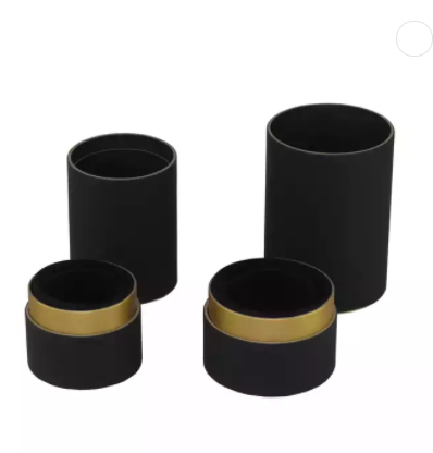 Custom Logo Paper Black tube Box, container Round Perfume Packaging Tea paper cylinder packaging / 3