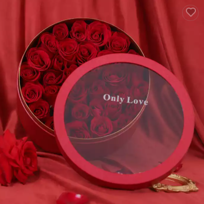 Luxury Wholesale Valentines Day Gift 2023 Paper Packaging Round Flower Heart Box for Flowers / 3