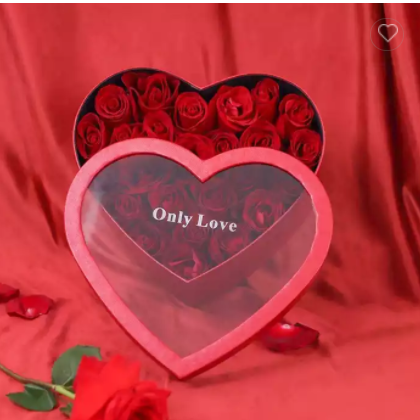 Luxury Wholesale Valentines Day Gift 2023 Paper Packaging Round Flower Heart Box for Flowers / 2