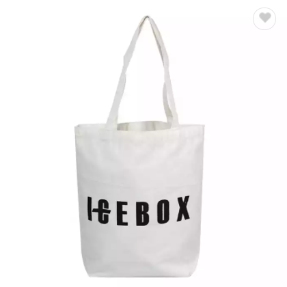 Cheap Eco Black Logo Print White Canvas Cotton Tote Bag Wholesale / 2