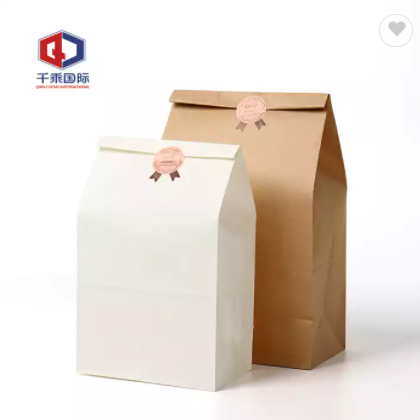 Wholesale Food Grade Brown Kraft Paper Bags For Food white Packaging paper packing bag for food with / 2