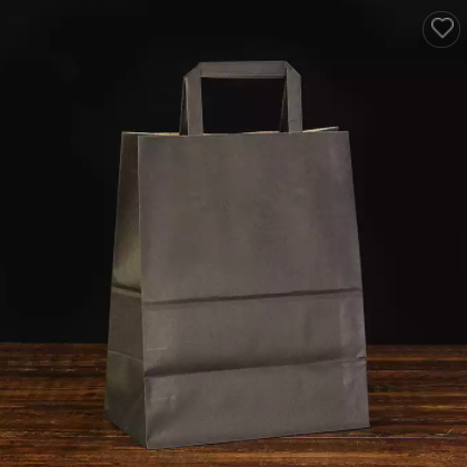 Wholesale Custom design own Logo Printed black printed kraft paper shopping bag for food with handle / 1