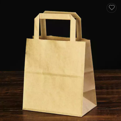 factory wholesale craft kraft paper brown shopping paper packaging bags for food with logo custom / 3