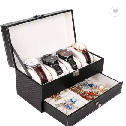 Wholesale Double Layer Black PU Jewelry Watch Storage Box / 1