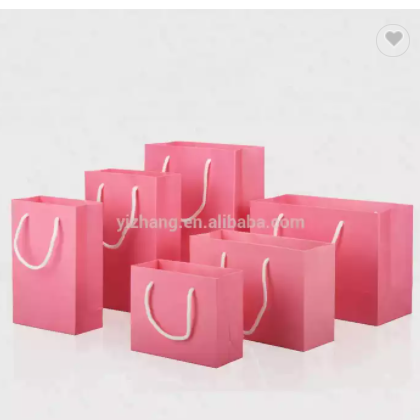 Hot Selling 10*12*6 cm Plain Pink Kraft Paper Doll Packaging Gift Bags with Rope Handle / 3