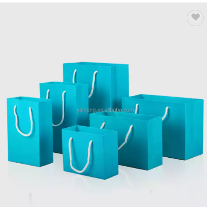 Wholesale Paper Packaging 13*19*6cm Bright Blue Paper Shopping Bag for Baby Clothes / 2