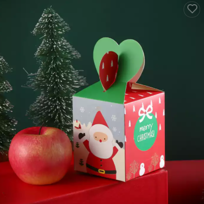 New Adorable Irregular Christmas Eve Apple Gift Box with Ribbon Handle / 3