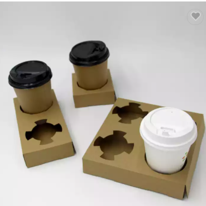 2 Cups 4 Cups Disposable Takeway Coffee Paper Cup Holder Tray / 3