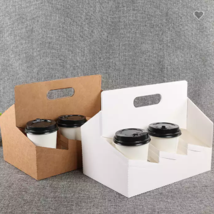 Eco Friendly Disposable Kraft Paper Take Out Pack Coffee Cup Drink Carriers Paper Cup Holders / 2