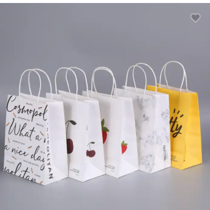 Handle Durable Colourful Kraft Paper Bag Factory for Fast Food Cake and Drinks Kraft Paper Bags Acce / 3