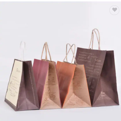 Fast Food Durable Handbags Handle Kraft Paper Bag New Style Customized Colourful Design Your Own Pap / 2