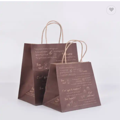 Fast Food Durable Handbags Handle Kraft Paper Bag New Style Customized Colourful Design Your Own Pap / 3