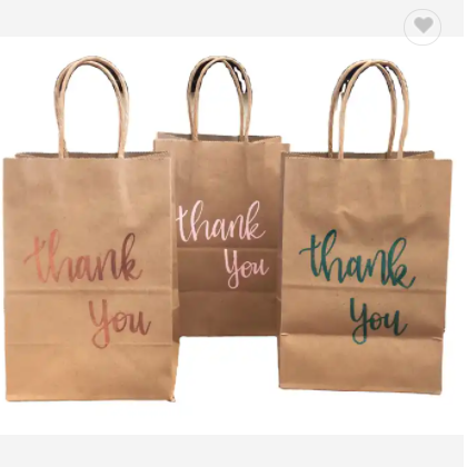 Eco Friendly Wholesale Colored Design Small Shopping Good Thank You Gift Packaging Kraft Paper Bag B / 3