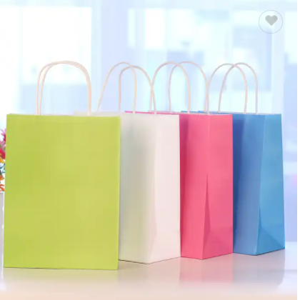 Cheap Custom Size Paper Gift Bags Color Shopping Packaging Kraft Paper Bags With Your Own Logo / 3