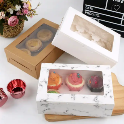 Cupcake Boxes Muffin Cup Cake Box Dessert Packaging Box Kraft Paper Cardboard Pastry Sweet White NO  / 2