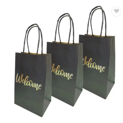 Accept Custom Shopping Bag Put My Logo on Products Paper Bags for Product with Embossed Bronzing Bla / 3