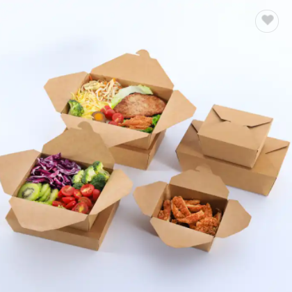 Recyclable Lunch Box Take Out Food Containers Kraft paper Brown Take Out Boxes paper box / 2