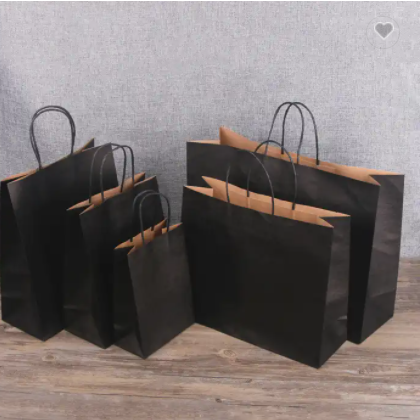 Craft Paper Bag Flowered Bag Small Mini Bag Paper Kraft Paper Flexo Printing with Logo Recycle Warm  / 3