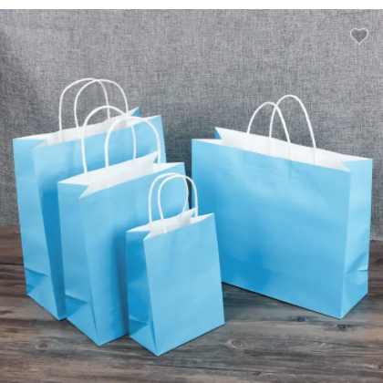 Craft Paper Bag Flowered Bag Small Mini Bag Paper Kraft Paper Flexo Printing with Logo Recycle Warm  / 2