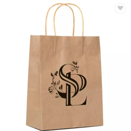 Custom Printed Your Own Logo Gift Shopping Packaging Bag Food Kraft Paper Bags with handle / 3