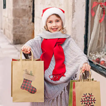 Christmas Gift Paper Bag Christmas Tree Recycled Eco Friendly Brown Kraft Paper Bag Santa Claus Pape / 2