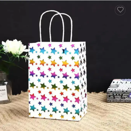 Customized Laser Stamping Paper Bag Packaging colourful white kraft Paper Party bag For gift / 3