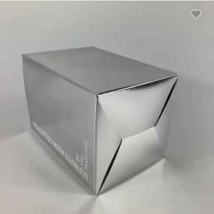 Luxury Glossy Silver Card Paper Packaging Boxes For Mask Cosmetic Folding Box / 3