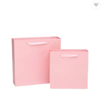 2021 Custom logo Luxury pink Kraft wedding gift Paper Bag with handle / 2