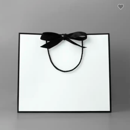 Customized your own logo brand luxury white shopping bag cardboard paper gift bags with ribbon handl / 2