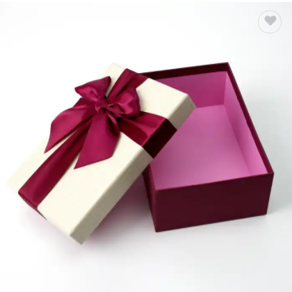 Christmas Valentine's Day wood grain embossed special paper gift box red silk ribbon for cosmet / 3