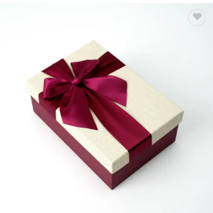 Christmas Valentine's Day wood grain embossed special paper gift box red silk ribbon for cosmet / 2