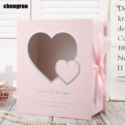 Chengruo Stock Mystery Emballage Regalos Heart shape window Foldable Book Style Gift Packaging Paper / 1