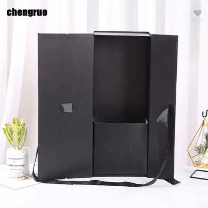 Chengruo Stock Caja Flores Boite Fleurs Cadeaux Foldable Magnetic Closure Gift Paper Box Packaging W / 3