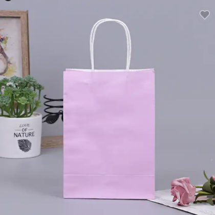 100% Recyclable Eco-friendly Handle Craft Paper Bags Custom Printed Logo Solid Paper Bags / 2