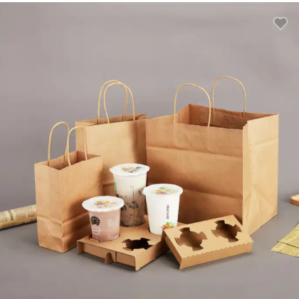 Luxury Clothes Packaging Paper Bag Recycled Brown Kraft Paper Bag With Your Own Logo / 2