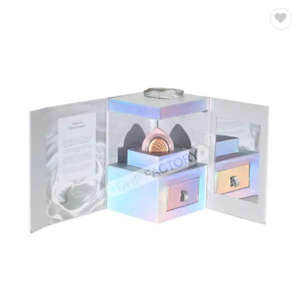 New Arrival Luxury Holography Shiny Display Custom Door Open PR Beauty Skincare Product Gift Set Pac / 3