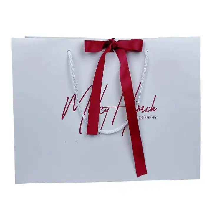 Hot Sale Customized Logo Printed Art Paper Bag Wedding Bag With Ribbon / 1