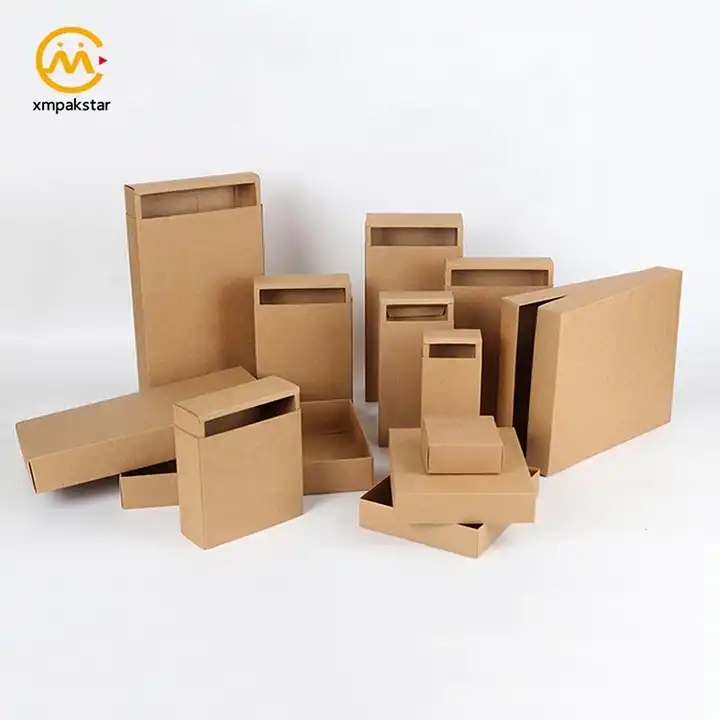 Factory custom eco friendly slide opening drawer brown black Kraft paper match packaging boxes for t / 1