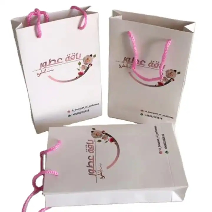 custom made Luxury ribbon handle boutique shopping packaging customized printed euro tote paper gift / 1