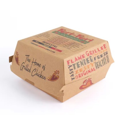 Eco-friendly Customized Logo Kraft Paper Box Take Away Food Box With PE Film / 2