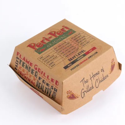 Eco-friendly Customized Logo Kraft Paper Box Take Away Food Box With PE Film / 1