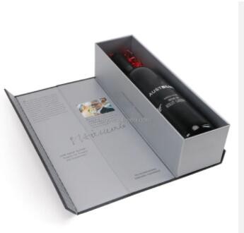 Custom Folding Magnetic Gift Box Luxury Wine Bottle Box Packaging For Single Liquor Whiskey Wine Bot / 2