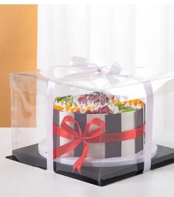 Hot Selling Logo Plastic Clear Cake Boxes Top Tall Transparent Cake Box Packaging Clear Boxes / 1