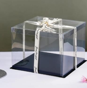 Hot Selling Logo Plastic Clear Cake Boxes Top Tall Transparent Cake Box Packaging Clear Boxes / 3